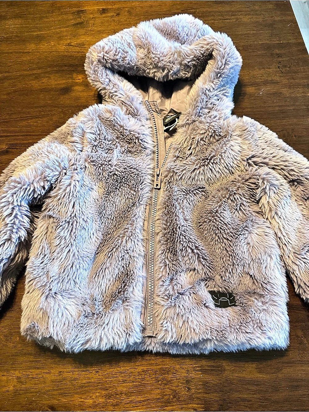 Under Armour UA Faux Fur Full-Zip Jacket Faux Fur Hooded Jacket Purple Girls 3T
